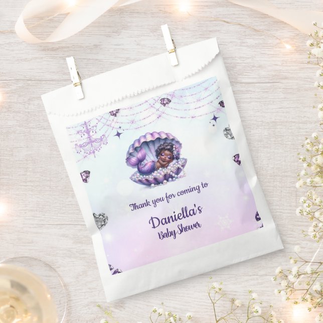 Afro Mermaid Baby Shower Favour Bags (Clipped)