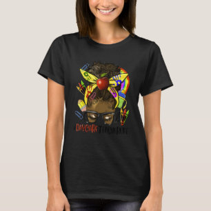 Afro Messy Bun Daycare Teacher Life Black Girl T-Shirt