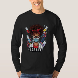 Afro Messy Bun Laboratory Life Lab Week 2025 Lab T T-Shirt