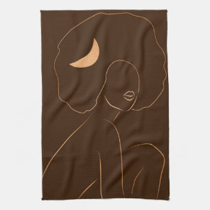Afro Moon Girl Tea Towel