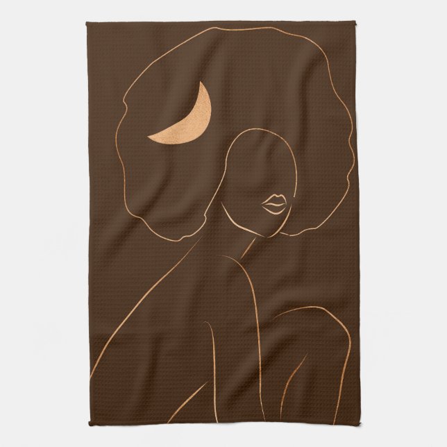 Afro Moon Girl Tea Towel (Vertical)