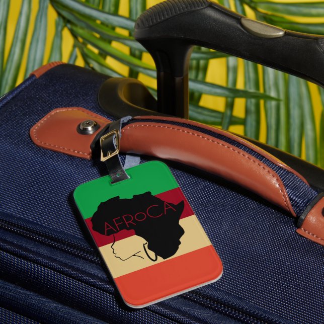 Afro Natural Black Hair Luggage Tag (Front Insitu 1)