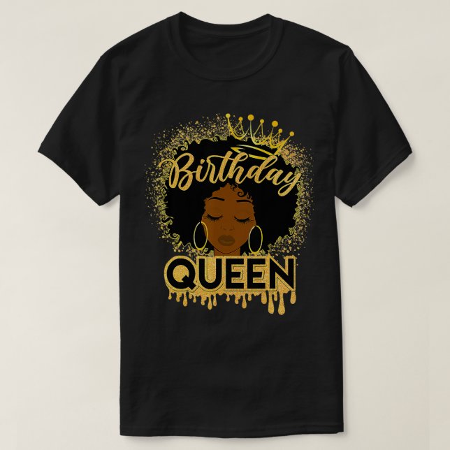 Afro Natural Hair Melanin Girl Black Women Birthda T-Shirt (Design Front)