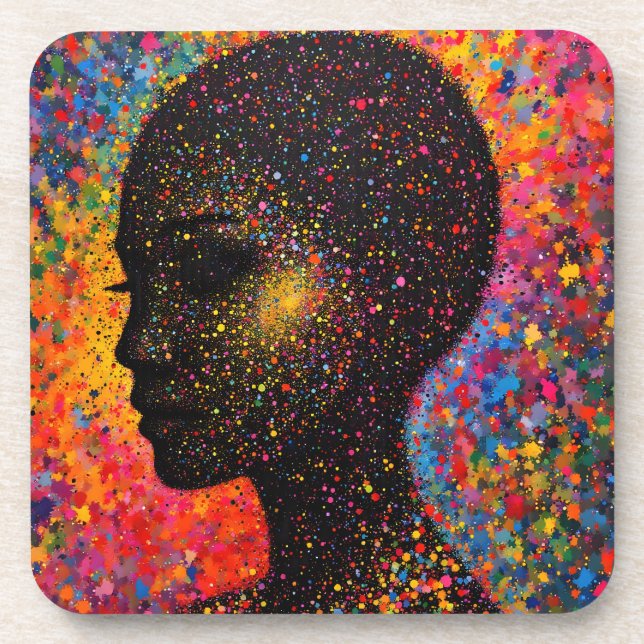 Afro Nebula Whisper – Black History Celebration Coaster (Front)