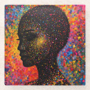 Afro Nebula Whisper – Black History Celebration Glass Coaster