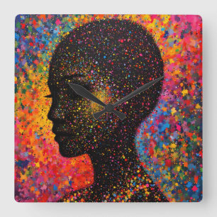Afro Nebula Whisper – Black History Celebration Square Wall Clock