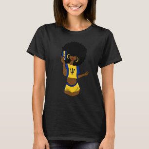 Afro Patriotic Barbados Flag Barbados Girls Rock B T-Shirt