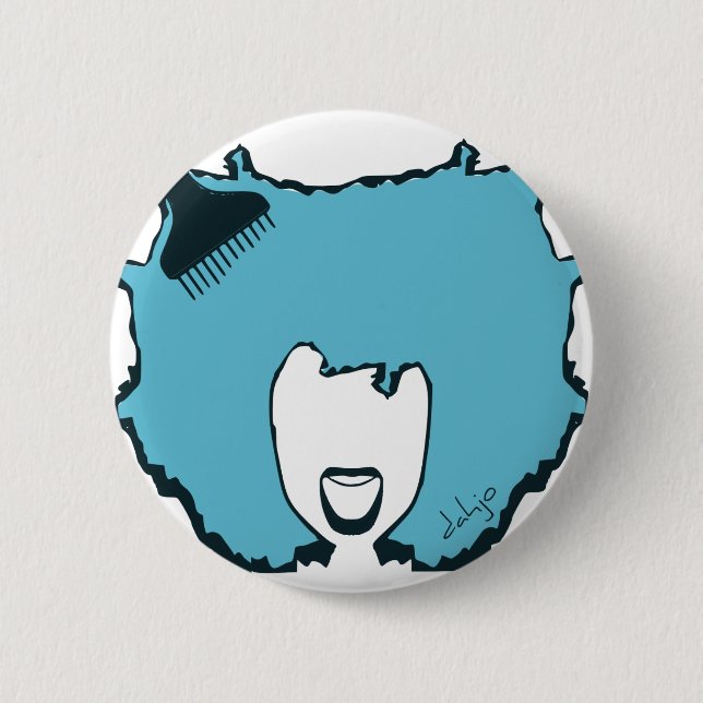 Afro Pick 6 Cm Round Badge (Front)