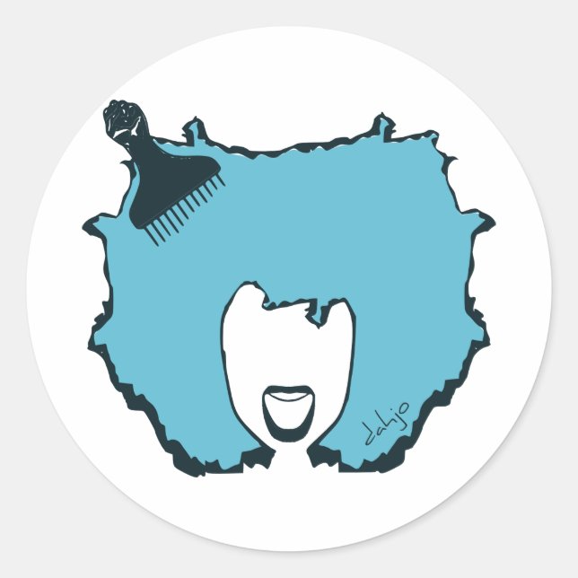 Afro Pick Classic Round Sticker (Front)