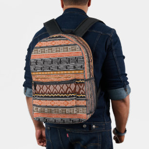 Afro Pop Brown Mudcloth-Inspired Print Printed Backpack