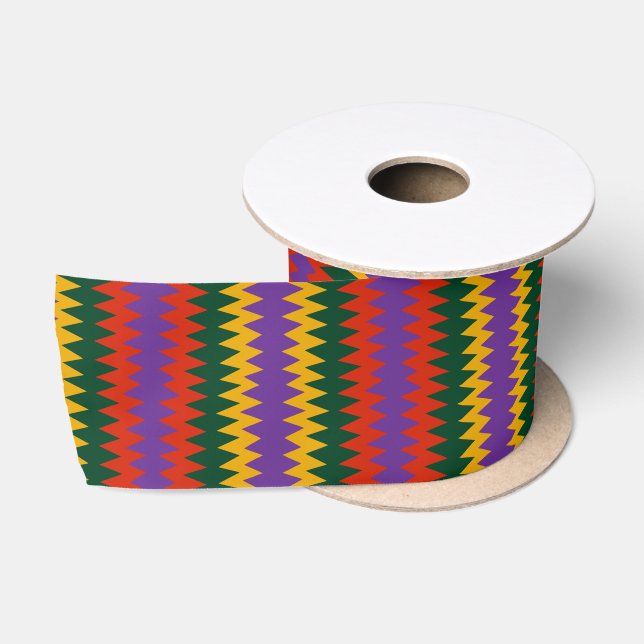 Afro Pop Colourful Chevron Design  Satin Ribbon (Spool)