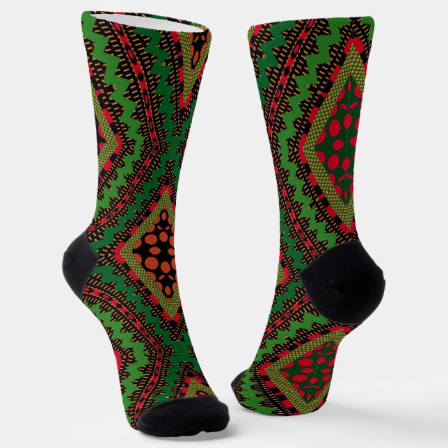 Afro Pop Colourful Kente Socks (Angled)