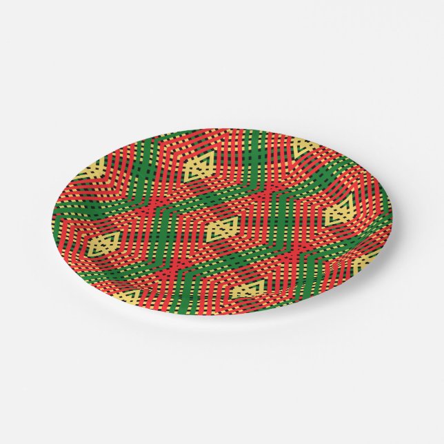 Afro Pop Geometric Pattern Paper Plate (Angled)