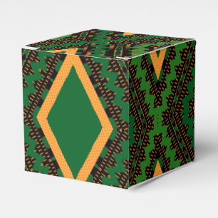 Afro Pop Green Black and Yellow Modern Mudcloth Favour Box
