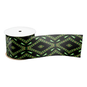 Afro Pop Kente Green Satin Ribbon