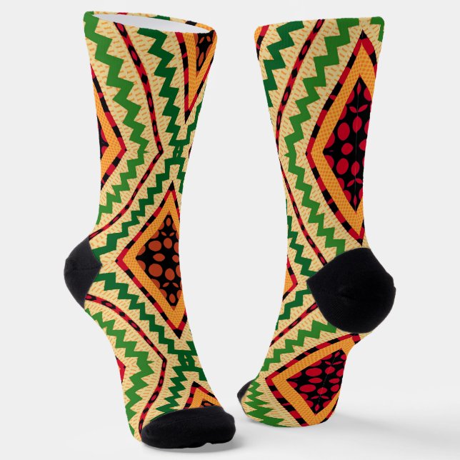 Afro Pop Kente Yellow Socks (Angled)