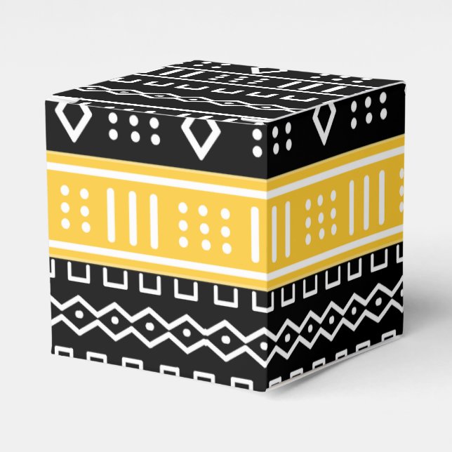 Afro Pop Modern Mud Cloth Design Favour Box (Front Side)