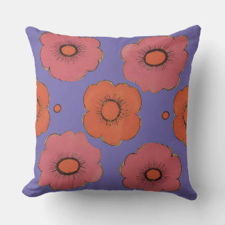 Afro Poppies Square Throw Pillow