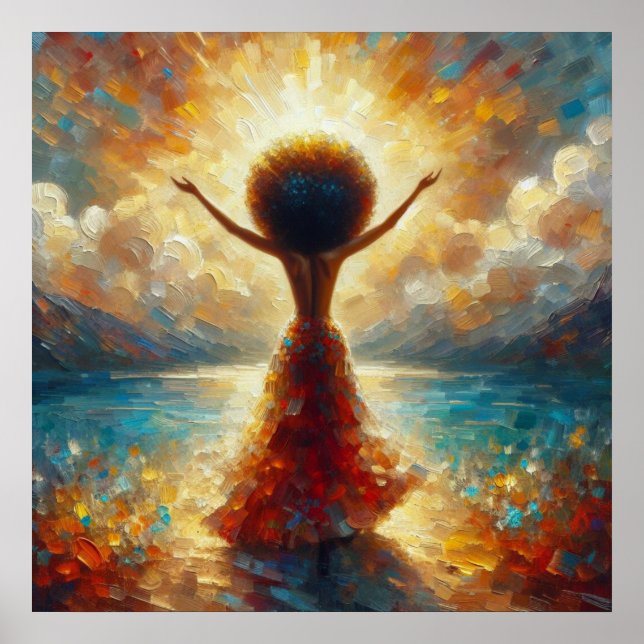 Afro Praise Goddess Divine Beauty Oil Painting Poster (Front)