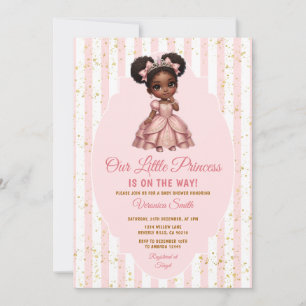Afro Princess is on the way Pink Baby Shower Crown Invitation