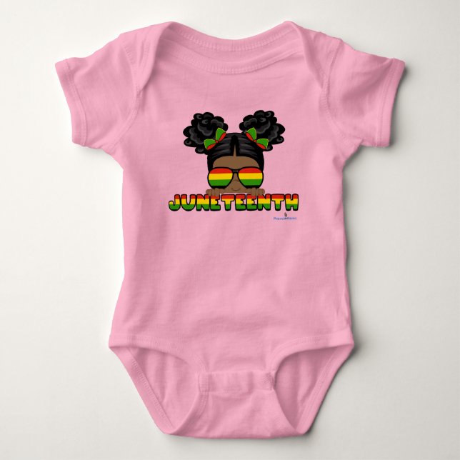 Afro Puff Juneteenth Baby Bodysuit (Front)
