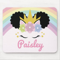 Afro Puff Unicorn Curly Hair Custom Name