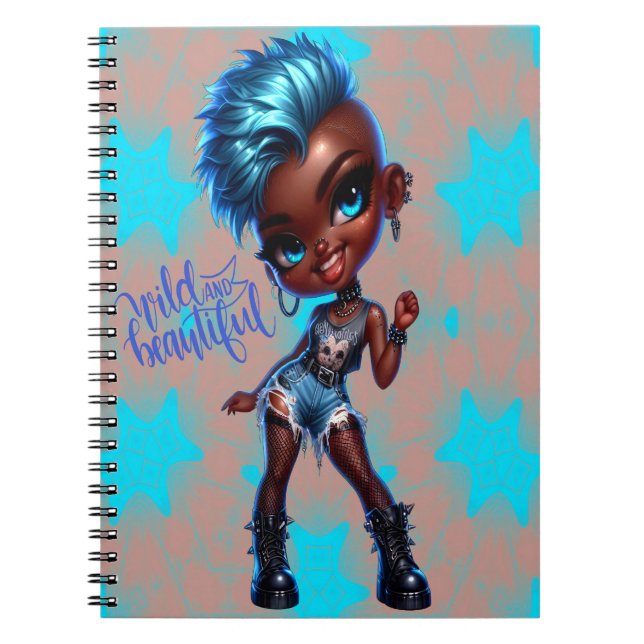 Afro Punk Blue Star Beautiful Spiral Notebook (Front)