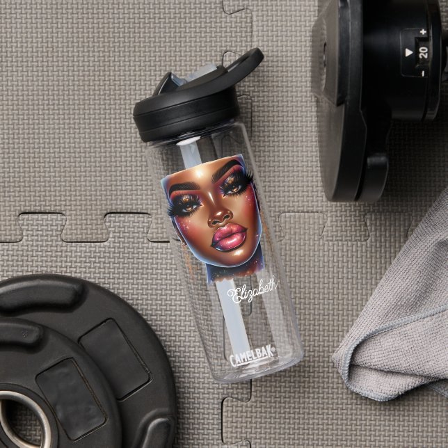 Afro Queen Art Fashion Melanin Chic Custom Water Bottle (Gym)