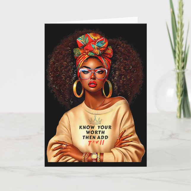 Afro Queen Black Woman African Melanin Black Histo Card (Front)