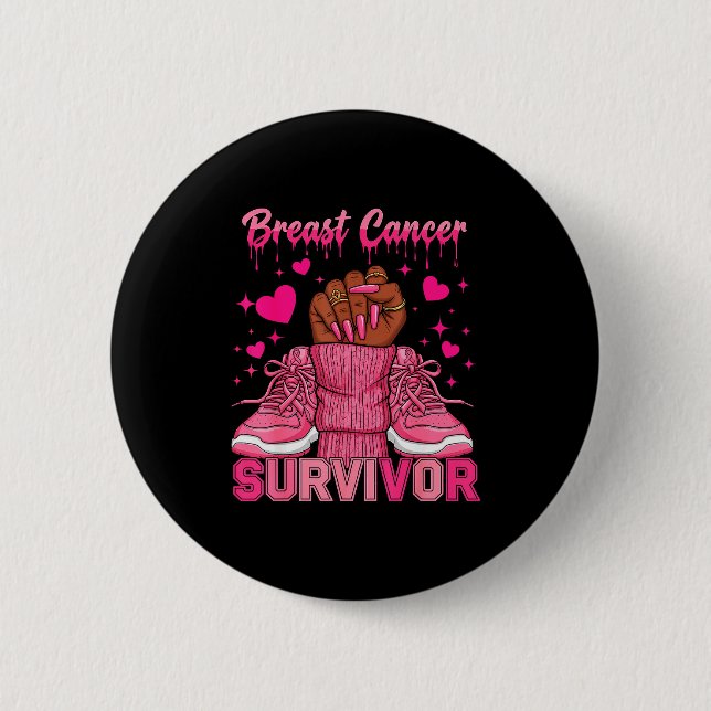 Afro Queen Black Women Breast Cancer Survivor Nk R 6 Cm Round Badge (Front)