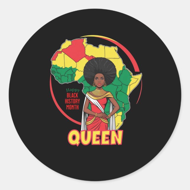 Afro Queen  Classic Round Sticker (Front)
