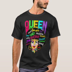 Afro Queen Smart Strong Black Woman Melanin Black  T-Shirt