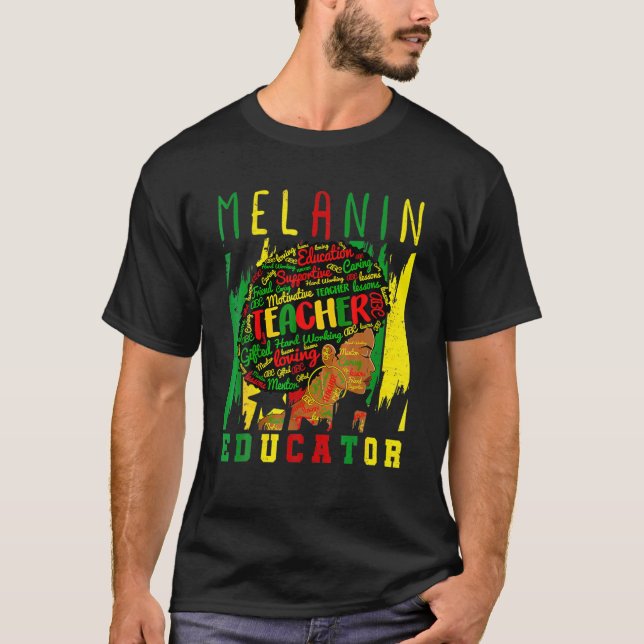 Afro Retro Black History Month - Black Woman Teach T-Shirt (Front)