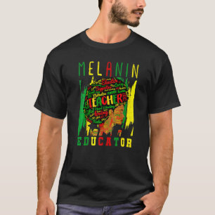 Afro Retro Black History Month Black Woman Teach T-Shirt