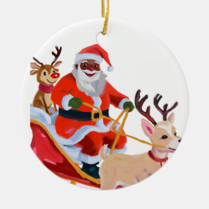 Afro santa and friends ceramic tree decoration