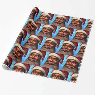 Afro,Santa,Black Santa,Christmas,African American  Wrapping Paper