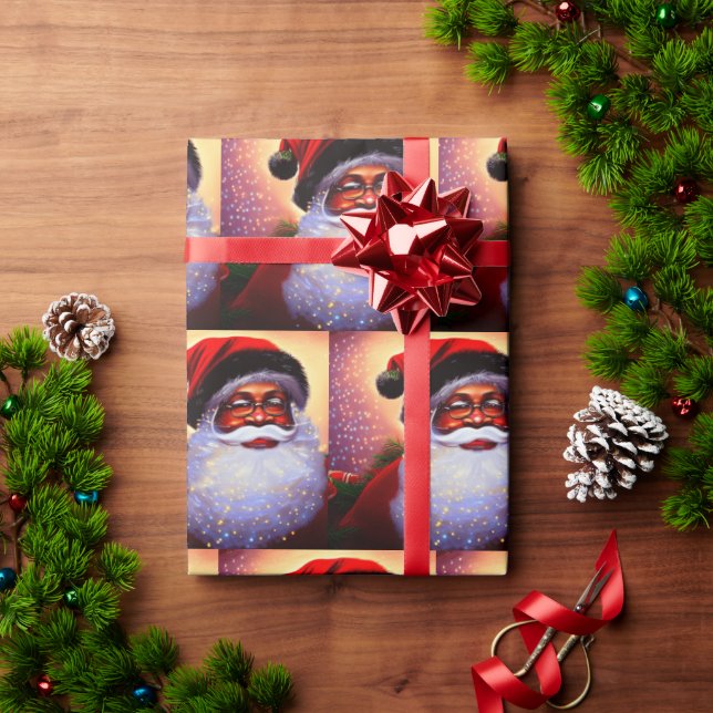 Afro Santa,Black Santa, Christmas,African American Wrapping Paper (Holiday Gift)