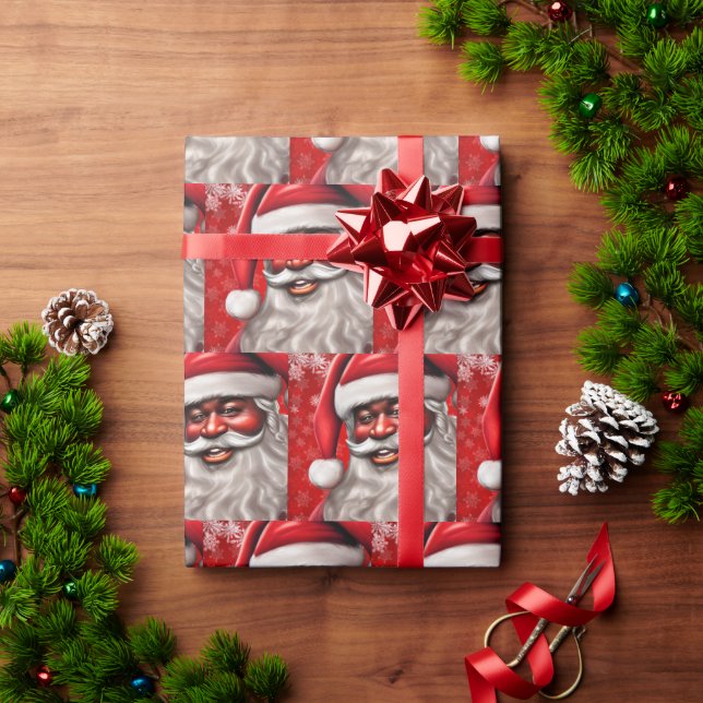 Afro,Santa,Black Santa,Christmas,African American Wrapping Paper (Holiday Gift)