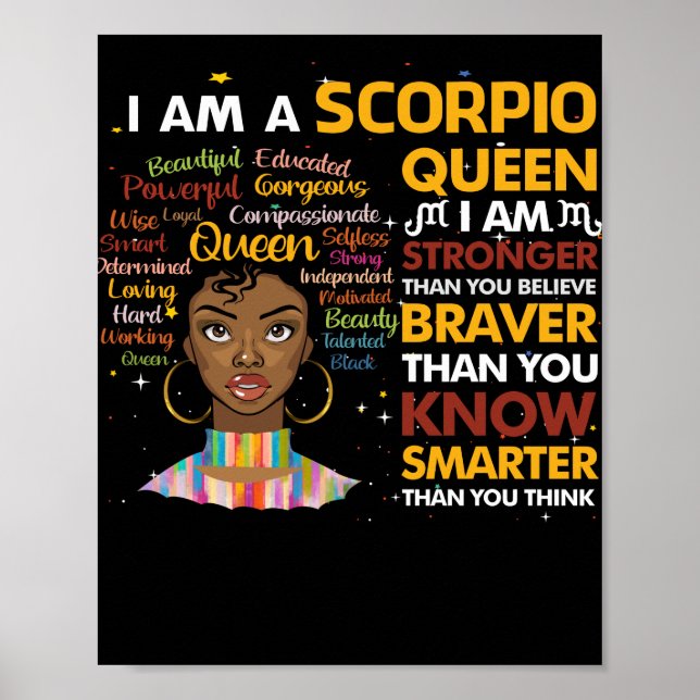 Afro Scorpio queen September August Virgo Zodiac Poster (Front)