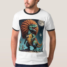Afro Space Dino Cosmic Robot Jungle Tshirt