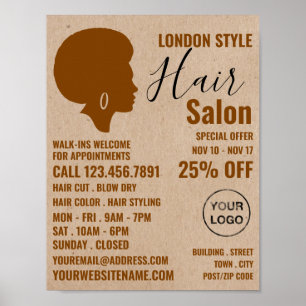 Afro Style, Hair Stylist, Hair Salon Advertising Poster