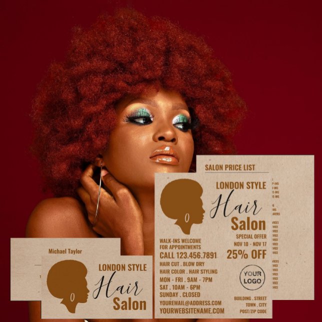 Afro Style, Hair Stylist, Hair Salon Business Card (Creator Uploaded)