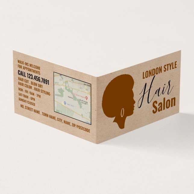 Afro Style, Hair Stylist, Hair Salon Loyalty Card, Business Card (Outside)