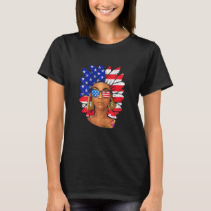 Afro Sunflower African American 4th Of July Melani T-Shirt