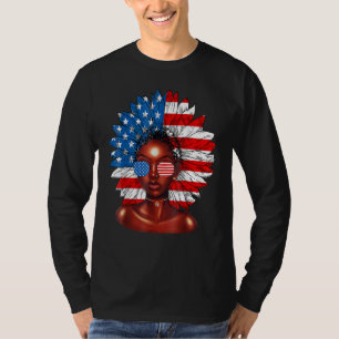Afro Sunflower African American 4th Of July Melani T-Shirt