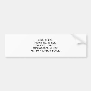 Afro tattoos pierced cardiac nurse bumper sticker