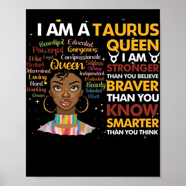 Afro Taurus queen September August Virgo Zodiac Poster (Front)
