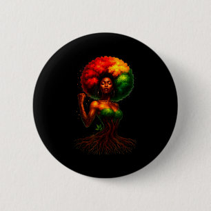 Afro tree woman black queen melanin roots pride 6 cm round badge
