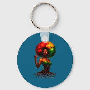 Afro tree woman black queen melanin roots pride key ring