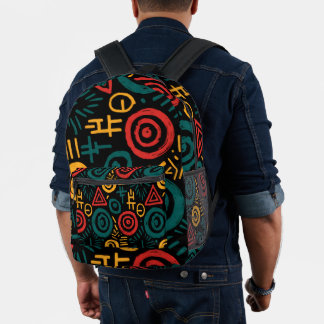 Afro Tribal Pattern Colourful Abstract Printed Backpack